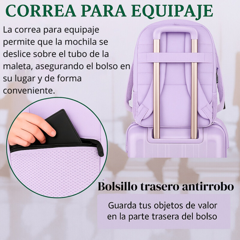 Mochila Urbana Viaje Antirrobo Notebook Matein 1007 28l Violeta