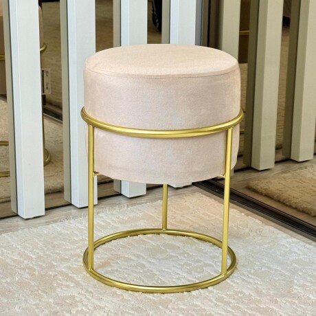 Puff Moni Beige Terciopelo C/Base Metálica Alto 40cm x Ø 30cm Puff Moni Beige Terciopelo C/Base Metálica Alto 40cm x Ø 30cm
