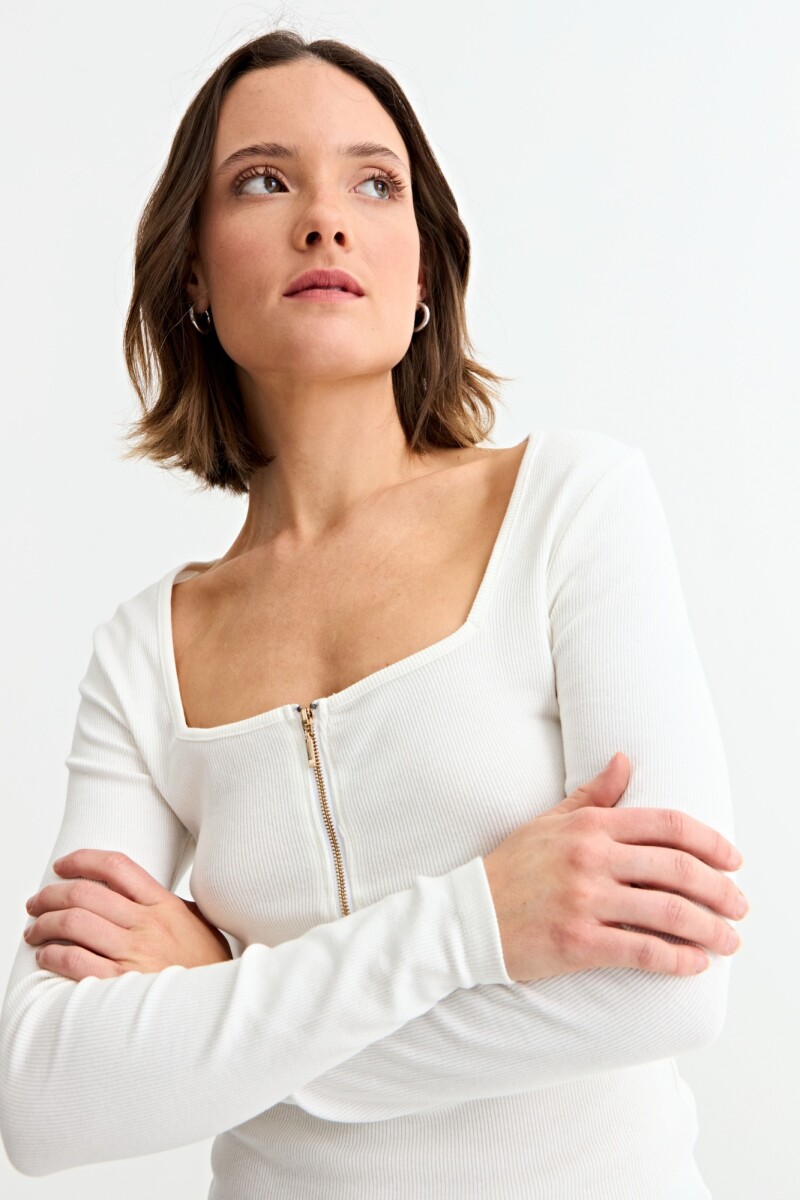 Remera m/l con cierre frontal BLANCO