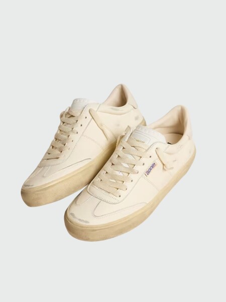 Golden Goose-Championes de cuero acordonados, Soul star Blanco