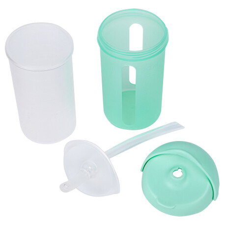 Vaso silicona con sorbito antivuelco y tapa verde