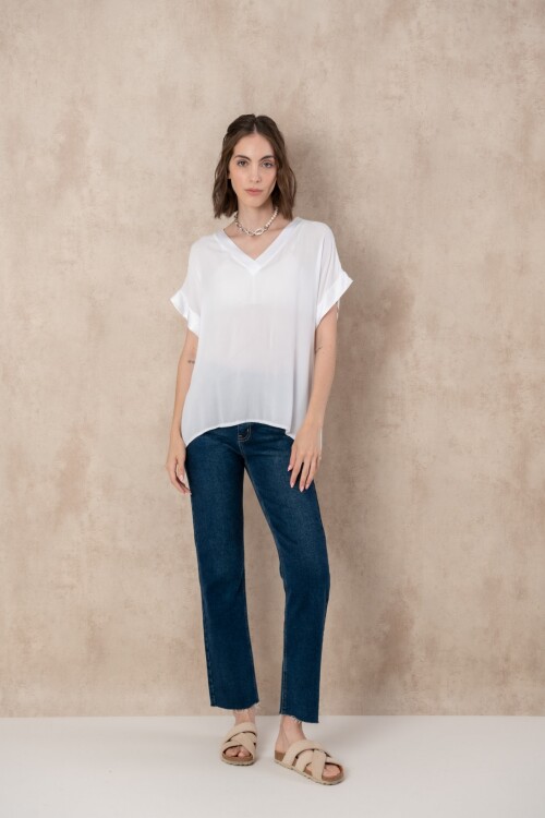 Blusa escote V Blanca