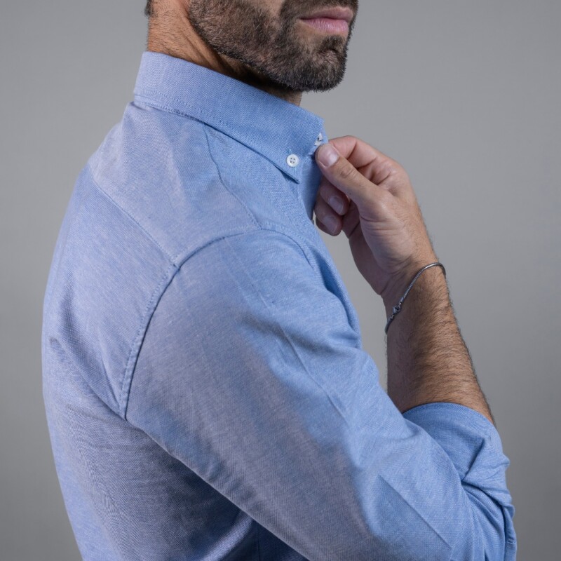 Camisa Oxford Celeste oscuro