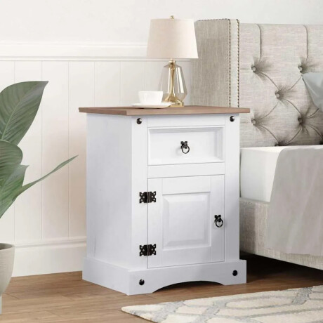 MESA DE LUZ O NOCHE 1 PUERTA 1 CAJÓN MADERA MACIZA EN LÍNEA MEXICANA blanco