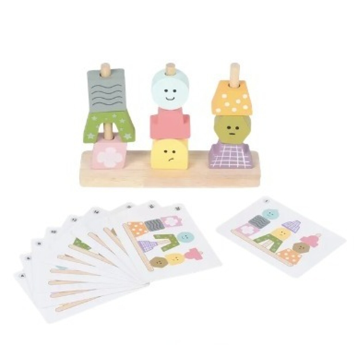 Bloques Apilables De Madera Con Cartas 
