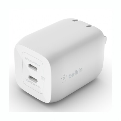 Adaptador Dual USB-C BELKIN WCH013DQWH 65W Carga Rápida Adaptador Dual USB-C BELKIN WCH013DQWH 65W Carga Rápida
