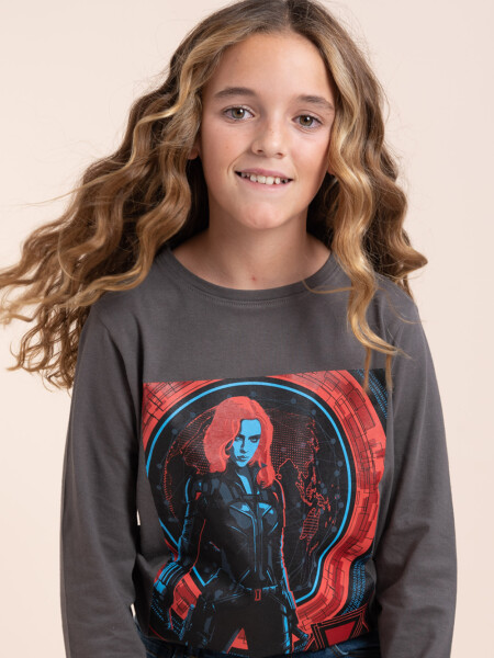 Camiseta con estampa Black Widow gris oscuro