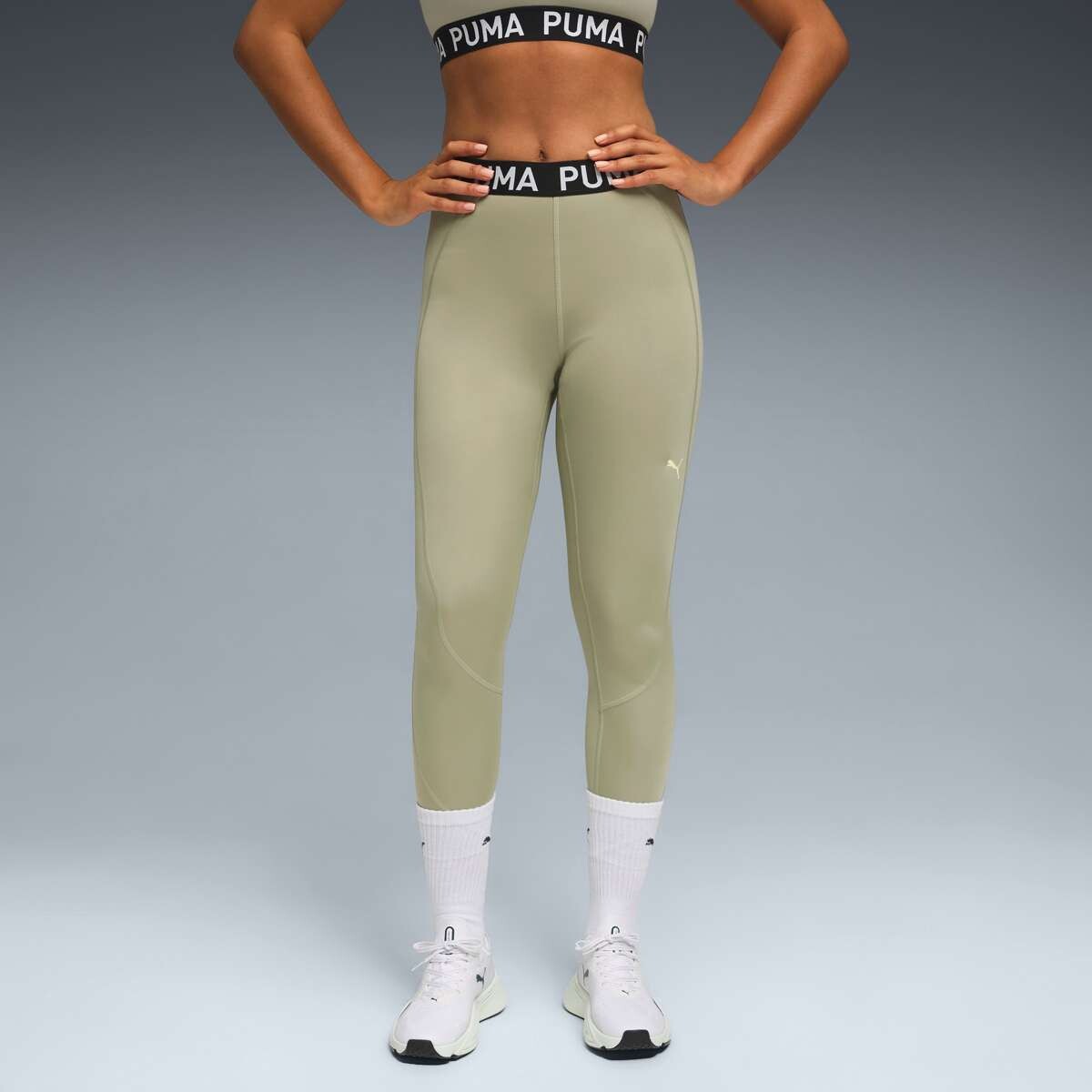 Pantalón Largo Puma Strong Colorblock Tight de Mujer - Gris 