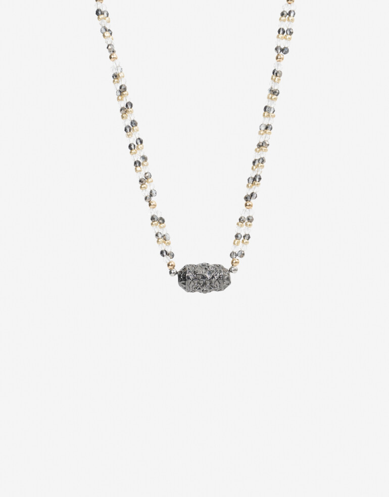 Collares Cortos Folk Collar Corto Boho Beads - Plateado Antique Silver