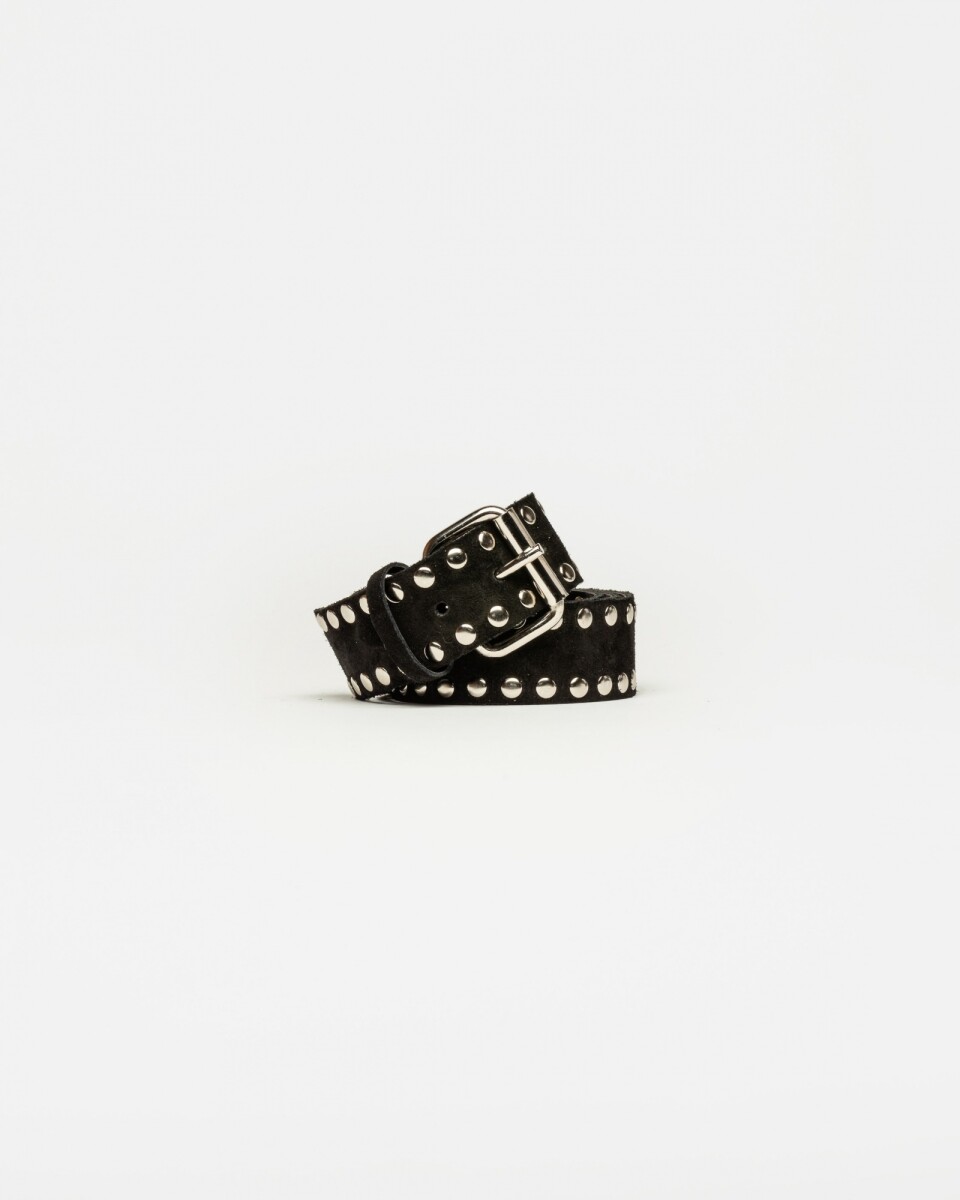 Cinturón Luna en cuero charol arrugado - Negro 