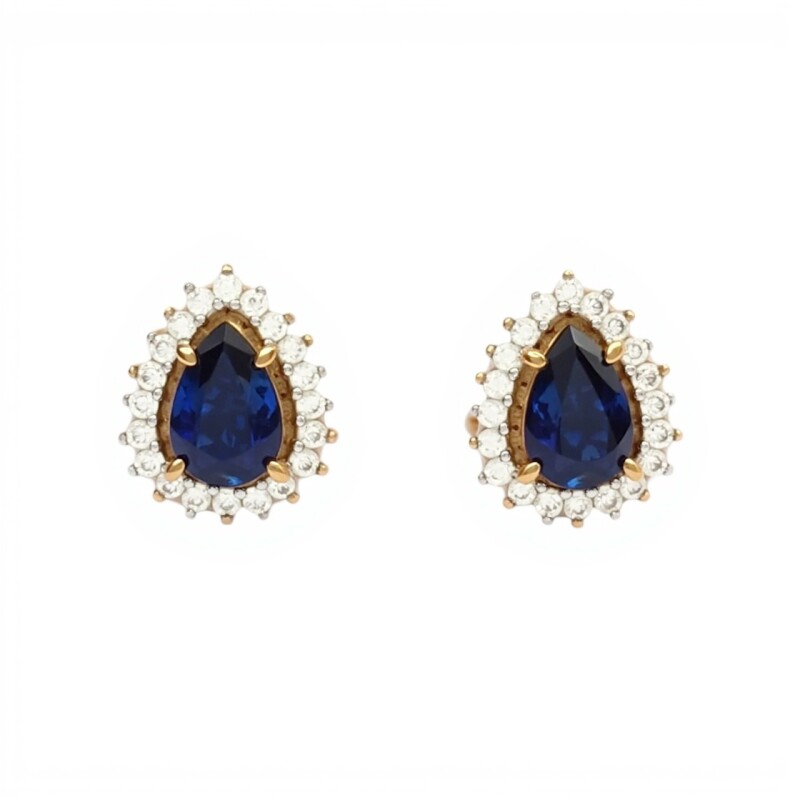 Caravanas Gota Zafiro oro- Oro bajo - Zafiro y zirconia - CA8197 conpiedra