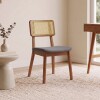 Silla de Comedor Classic Ratán - Línea Manhattan Tela Lino Gris/Natural