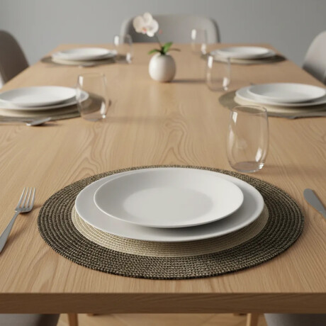 Mantel Individual Diseño Glow Redondo en PP Ø38Cm Paramount Dorado