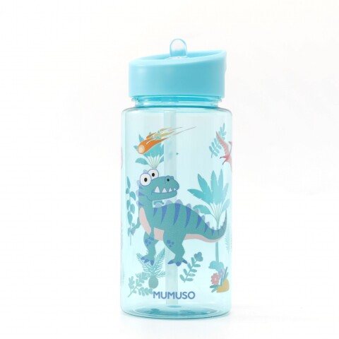 BOTELLA DE AGUA DE PLÁSTICO CON PAJITA PARA NIÑOS (DINOSAUR PARADISE/500 ML/AZUL BOTELLA DE AGUA DE PLÁSTICO CON PAJITA PARA NIÑOS (DINOSAUR PARADISE/500 ML/AZUL