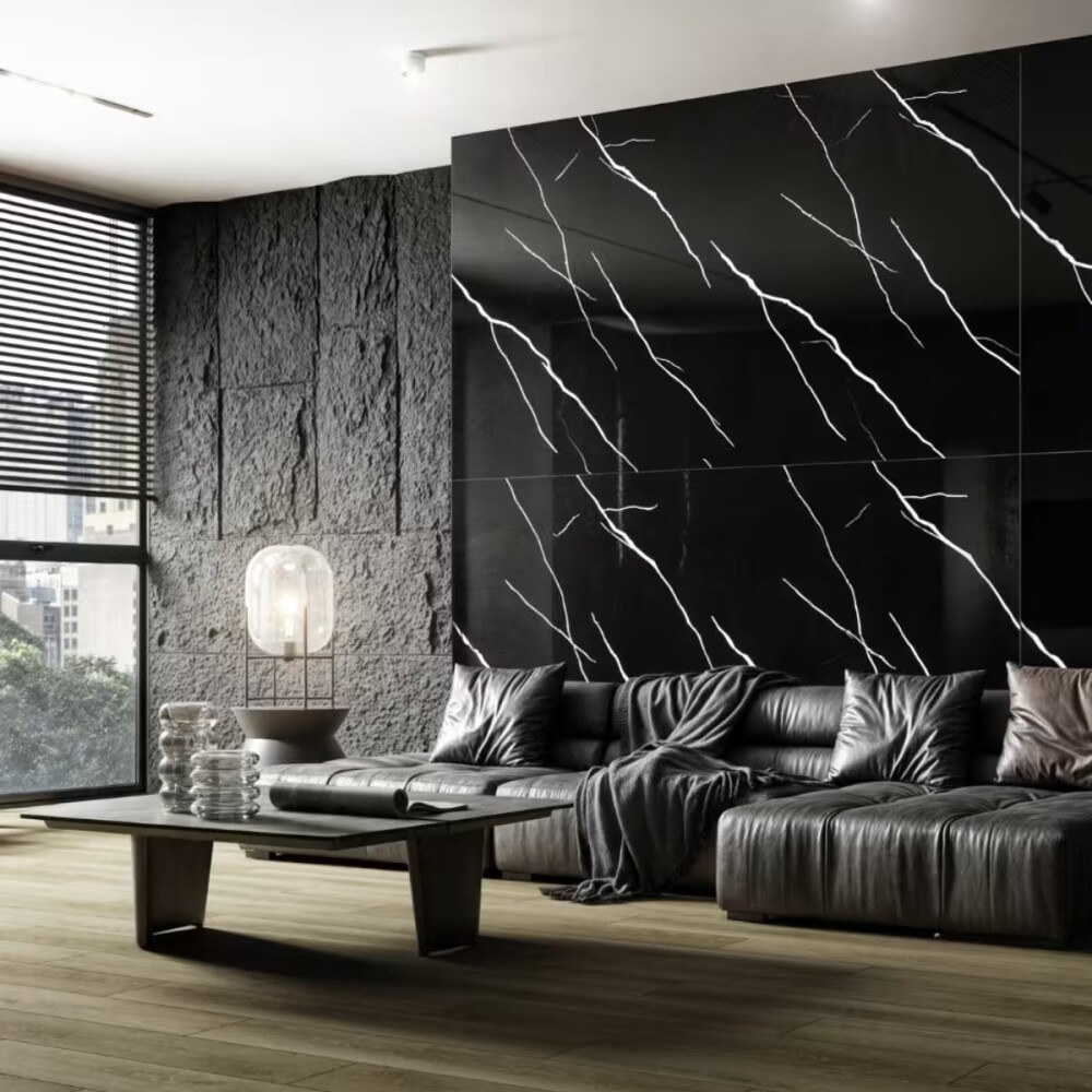 Placa de pvc símil mármol Negro 122x244x0,28 Cm Placa De Pvc Símil Mármol Negro 122x244x0,28 Cm