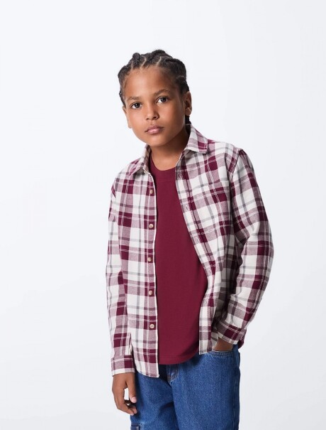 CAMISA A CUADROS MANGA LARGA ROJO