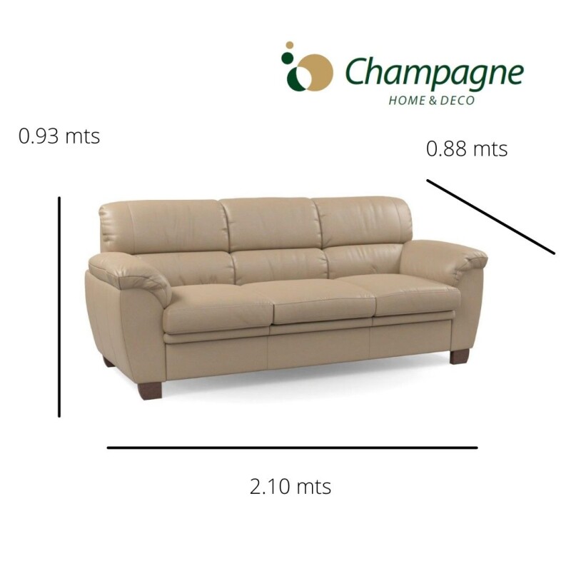 SOFA 3 CUERPOS - MODELO ALIAS - TAPIZADO EN CUERO - COLOR MARRON CLARO SOFA 3 CUERPOS - MODELO ALIAS - TAPIZADO EN CUERO - COLOR MARRON CLARO