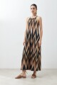 Vestido zig-zag tostado