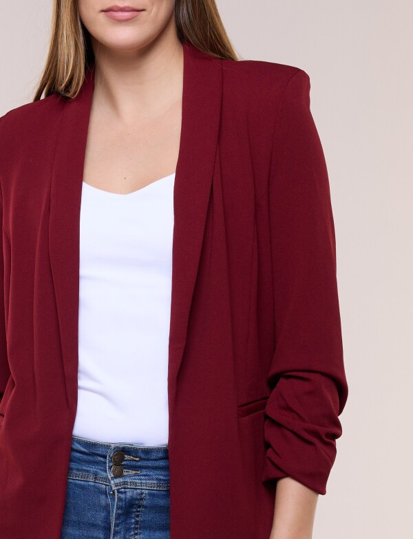 Blazer Crepe Manga Fruncida BORDEAUX
