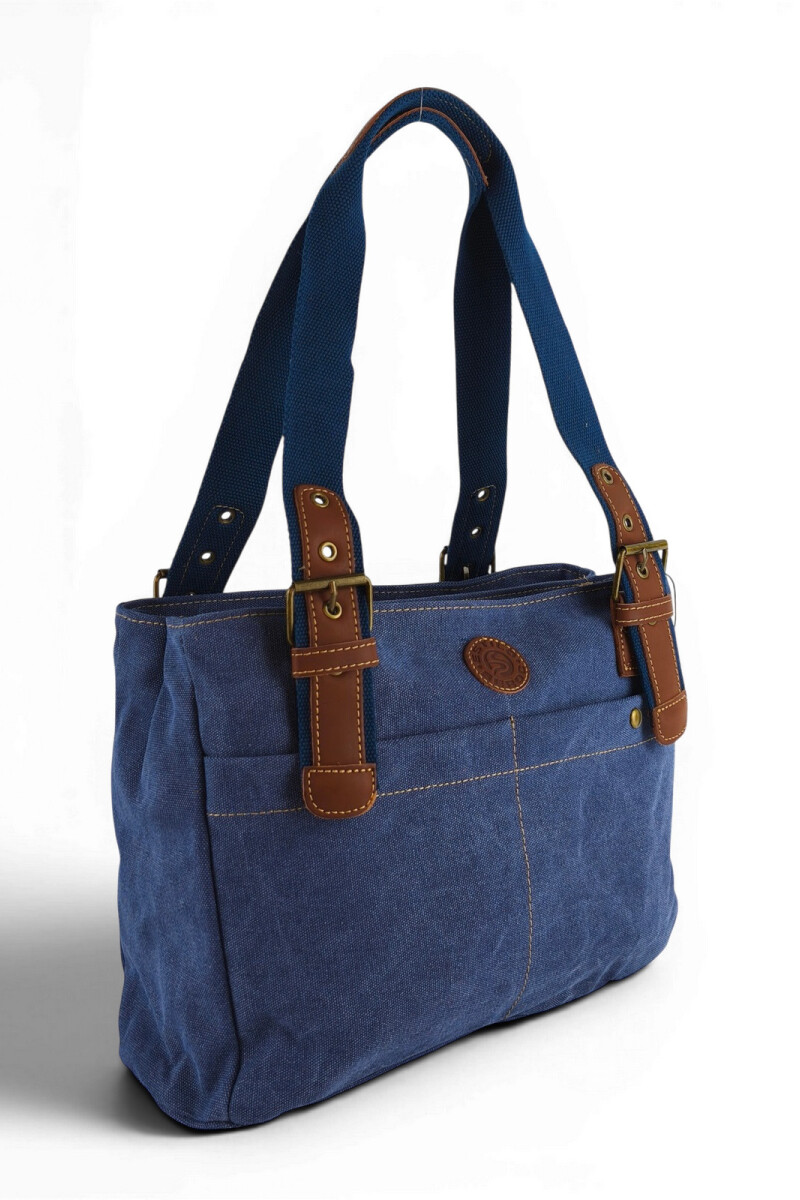 Cartera lona doble cierre Azul