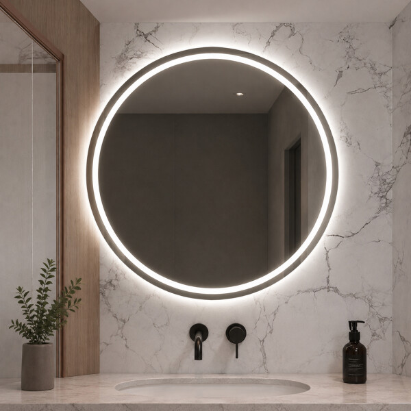 Espejo Led Redondo Para Baño Función Desempañado Led02 60cm ESPEJO REDONDO LED02 60CM LED INTERIOR