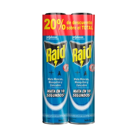 Pack 2 Insecticida Raid Aerosol Moscas Mosquitos Zancudos 001