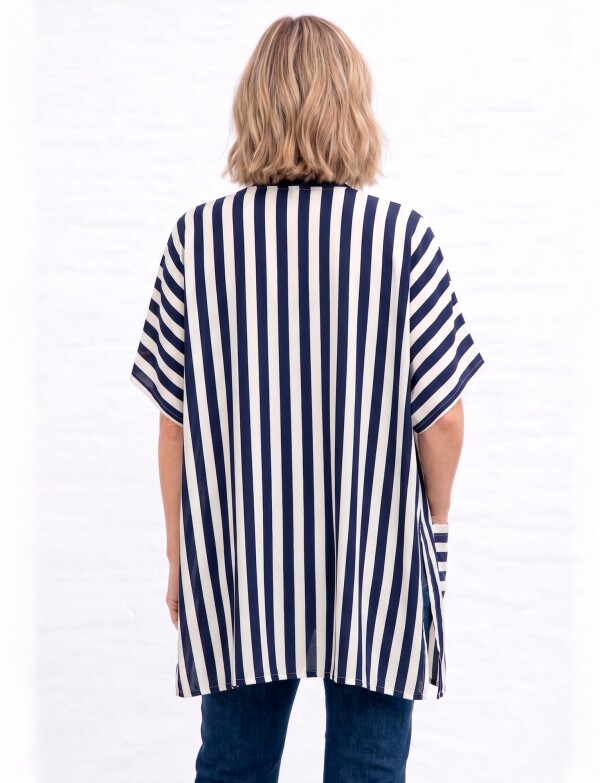 Kimono Bolsillos BLANCO/AZUL