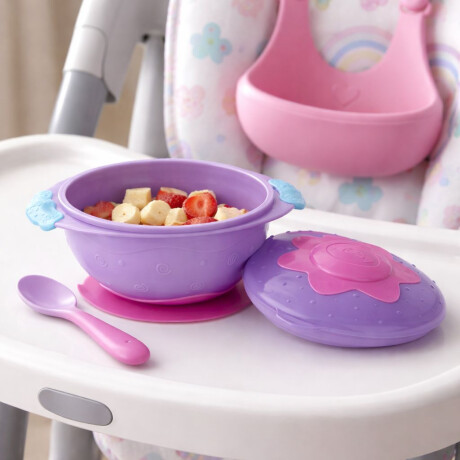 Plato con Ventosa Antidesliznate y Tapa Protectora Violeta