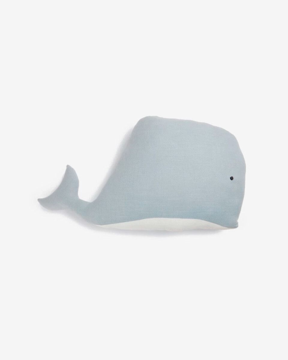 Almohadón en forma de ballena Cordelia 100% algodón azul 