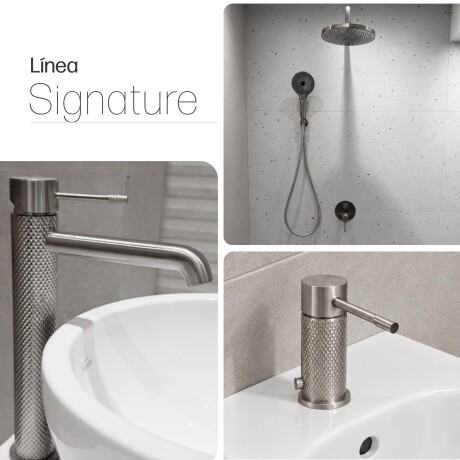 JUEGO DE GRIFERIA SIGNATURE BRUSHED NICKEL LAVATORIO ALTO GRIS-BRUSHED NICKEL
