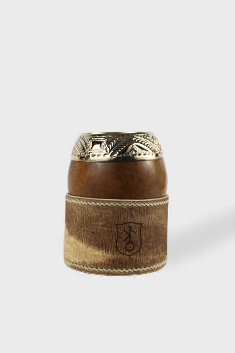 Posa Mate Cuero Crudo Logo Tranquera