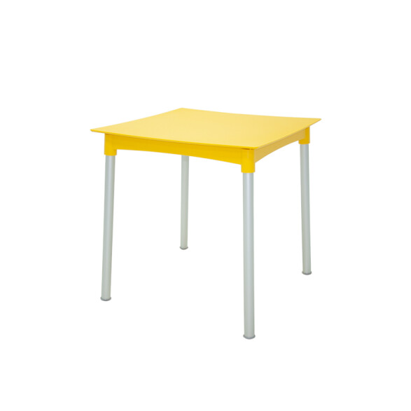 Mesa cuadrada "DIANA" amarilla con patas aluminio TD0830