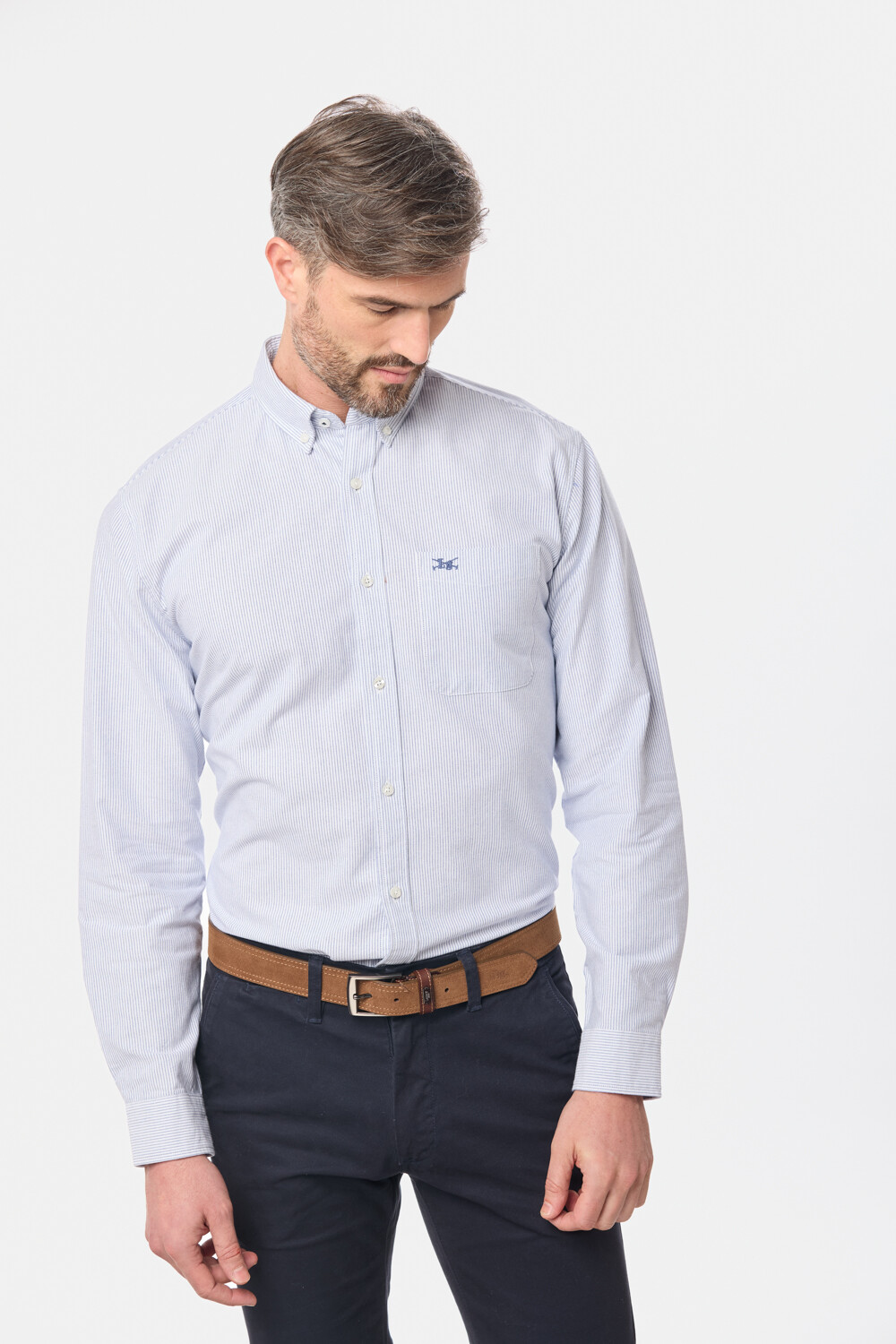 CAMISA OXFORD A RAYAS Azul