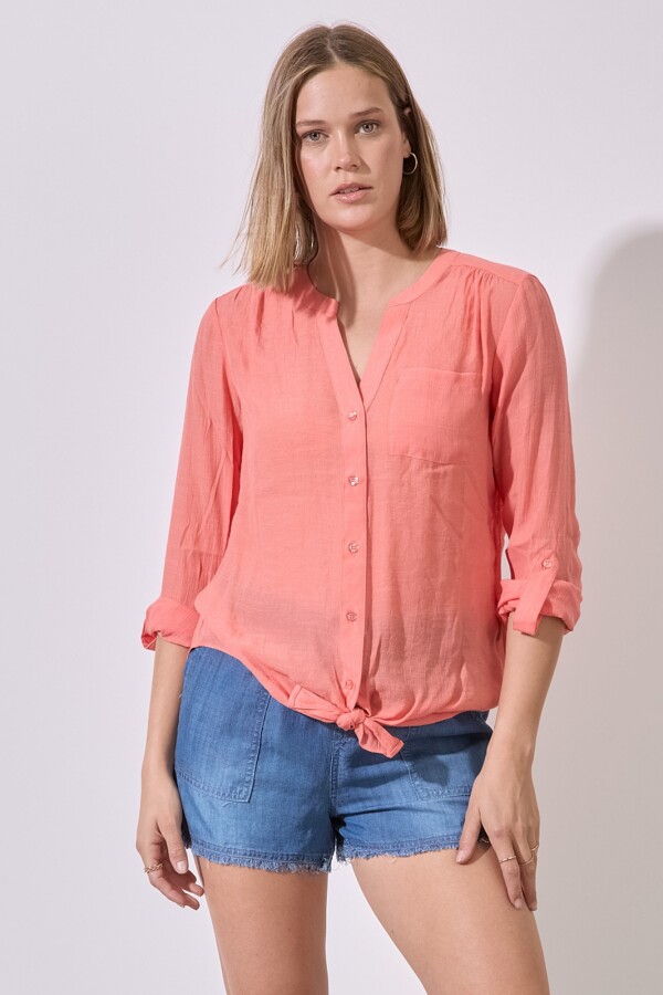 Blusa Nudo Botones CORAL