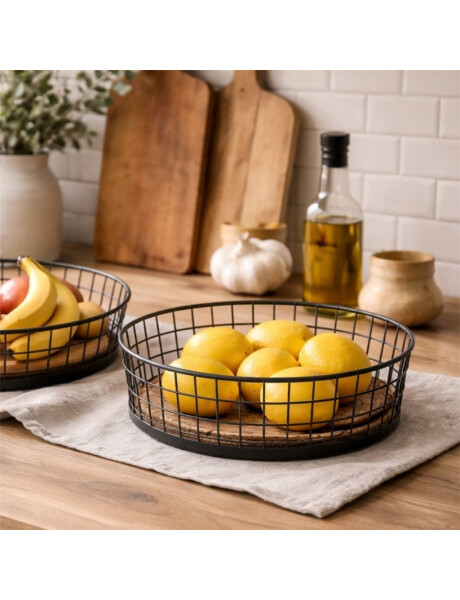 CANASTO 29X8CMS ACERO NEGRO Y BAMBU CANASTO 29X8CMS ACERO NEGRO Y BAMBU