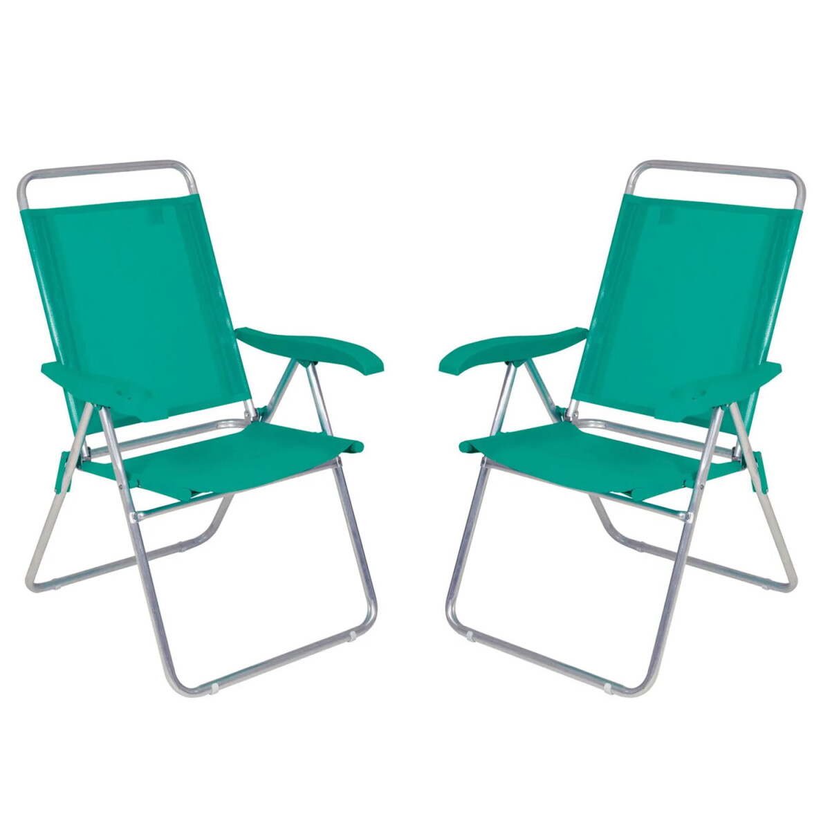 Set X2 Sillas Altas Reposeras 4 Pos. Boreal Mor Aluminio - Verde 