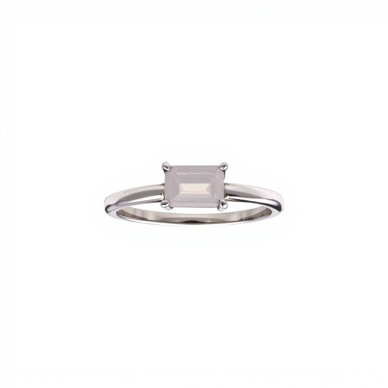 Anillo Cuadrado-Plata rodinada-Piedra Luna-AN2022 conpiedra