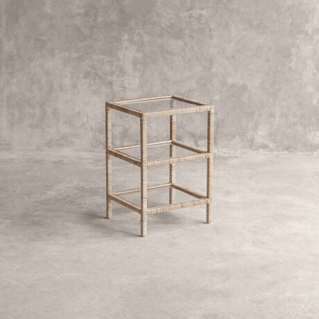 MESA AUXILIAR/LATERAL RATTAN-MADERA-Y-VIDRIO NATURAL-BEIGE VITTORIA NATURAL