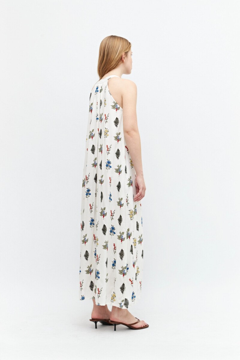 Maxi vestido halter estampado multicolor