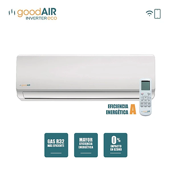 AIRE ACOND. Good Air Inverter 9000 BTU SPLIT ECO -clase A” Sin color