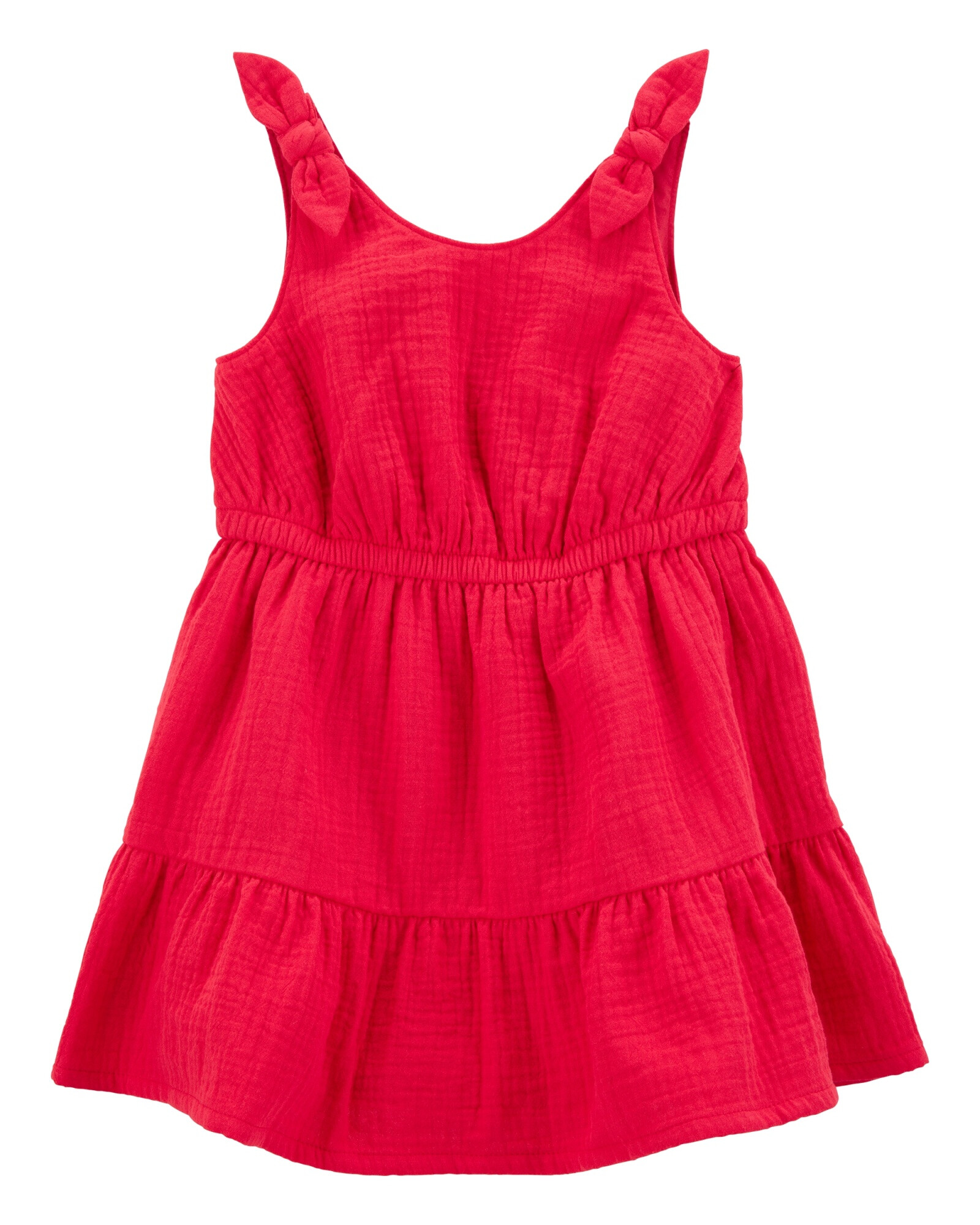 Vestido de algodón, con lazos, rojo Sin color