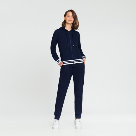 Campera Recta con Capucha Azul