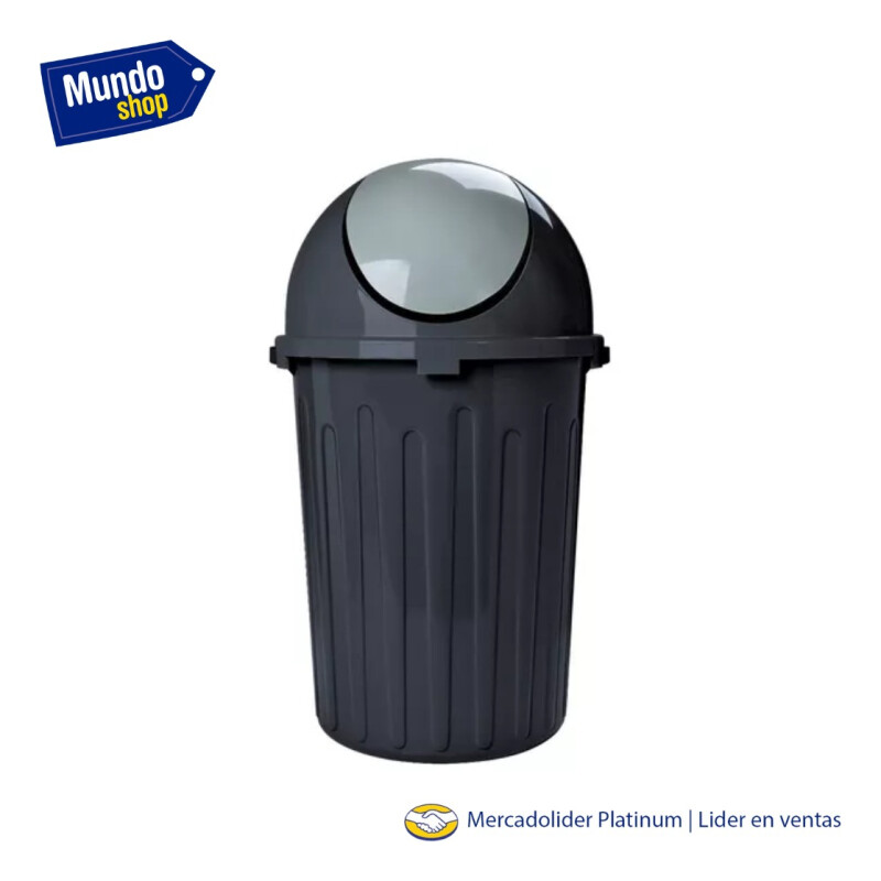 Papelera Basurero Cesto De Basura Tapa Vaiven 80lts Plastico Negro