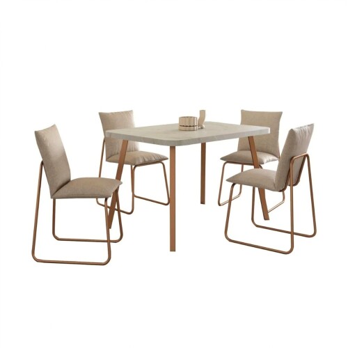 Juego de comedor - 4 sillas Soft Atria Rectangular - Marrón Juego de comedor - 4 sillas Soft Atria Rectangular - Marrón