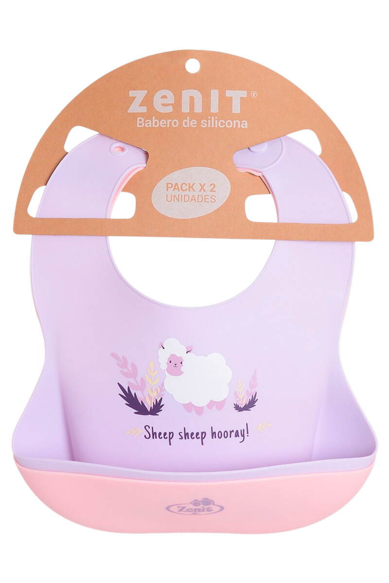 PACK 2 BABEROS DE SILICONA LILA/ROSA 