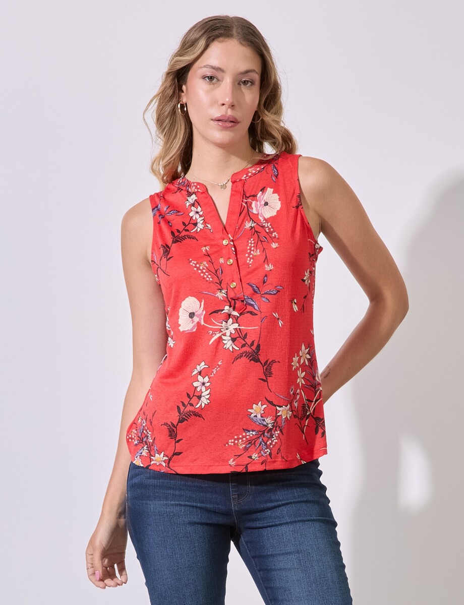 Blusa Flores - Rojo/multi 