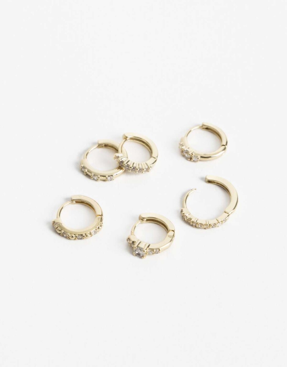 Aros Argollas Set Cubic zirconia - Dorado 