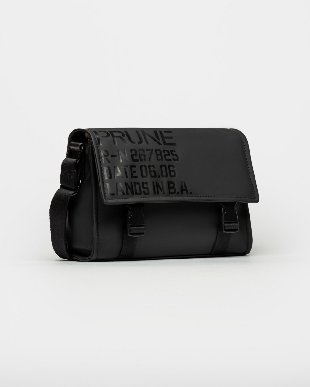 Bandolera Daily en efecto cuero rubber Negro