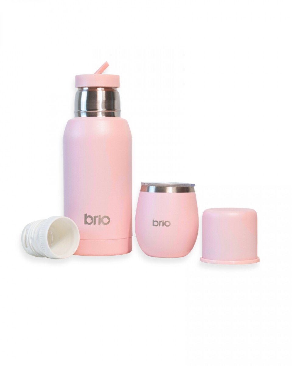 Set De Termo 750 Ml Y Mate Con Tapa brio Acero Inox - Rosa 