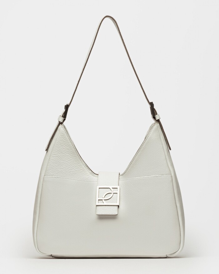 Bolso Signature en cuero graneado Blanco